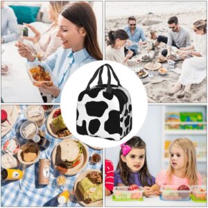 Black And White Cow Print Bags Reusable Snack Bag Food Container For Boys Girls Men Women School Work Travel Picnic Waterproof Outdoors Game Handbags For Adults