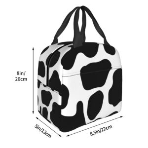 Black And White Cow Print Bags Reusable Snack Bag Food Container For Boys Girls Men Women School Work Travel Picnic Waterproof Outdoors Game Handbags For Adults