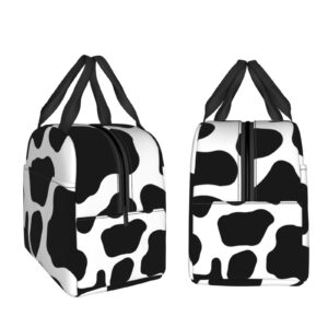 Black And White Cow Print Bags Reusable Snack Bag Food Container For Boys Girls Men Women School Work Travel Picnic Waterproof Outdoors Game Handbags For Adults