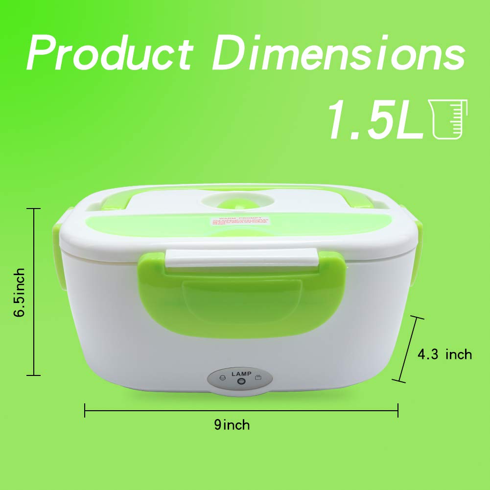 Vech Electric Lunch Box, Portable Food Heater Car and Home Dual Use with BPA Free PP Plastic Container Food Grade Material 110V&12V40W, Food Warmer Heater 1.5L, Spoon and 2 Compartments Included …