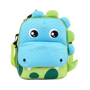 yodo 3-way convertible playful insulated kids lunch boxes carry bag/preschool toddler backpack for boys girls, with quick access front pouch for snacks, dinosaur