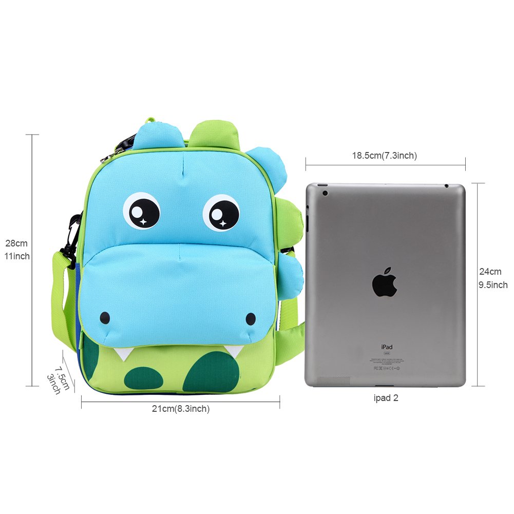 yodo 3-Way Convertible Playful Insulated Kids Lunch Boxes Carry Bag/Preschool Toddler Backpack for Boys Girls, with Quick Access front Pouch for Snacks, Dinosaur