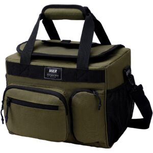 mier leakproof insulated cooler lunch bag for adult men women 30 can cooler bag with top flip lid, 18l, multiple pockets (dark green-no luggage strap)