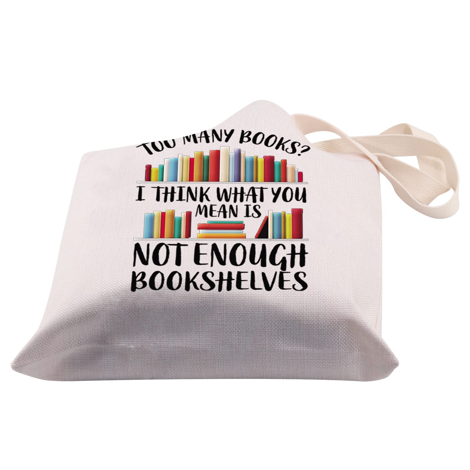 BDPWSS Book Lover Tote Bag For Women Bookworm Librarian Gift Book Club Reading Lover Reusable Shoulder Bag Funny Library Gift (Too many books TG)