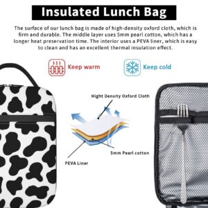 Insulated Lunch Box for Men and Women, Portable and Reusable Lunch Bag for Office Work and Picnic, Cow Print