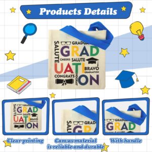 24 Pieces Mini Graduation Totes for Kids Bulk Graduation Canvas Tote Bags Mini Cheers to the Grad Canvas Tote Bags Novelty Totes Graduation Bags for Kindergarten Preschool Graduation Party Favor