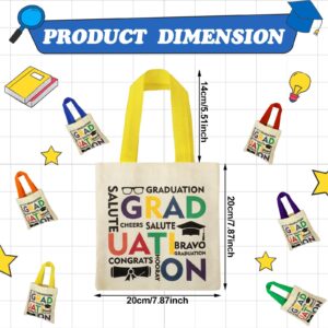 24 Pieces Mini Graduation Totes for Kids Bulk Graduation Canvas Tote Bags Mini Cheers to the Grad Canvas Tote Bags Novelty Totes Graduation Bags for Kindergarten Preschool Graduation Party Favor