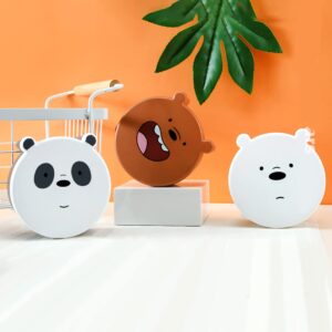 MINISO We Bare Bears Plastic Food Container 4 Pcs Set,Food Storage Box with BPA-FREE Leakproof Bento Lunch Box with Lids for Adults Kids (Panda)