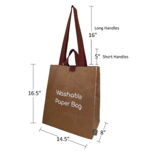 TERRAUSE Reusable Grocery Shopping Bag, Sustainable Grocery Tote Bag, Durable Washable Paper Bag with Short and Long Handles and Velcro Strap Closure, Everyday Bag, Beach Bag, Gym Bag