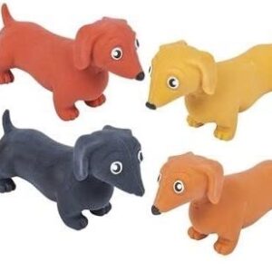 Dachshund Dogs 4 Pack Stretchable Squeezy -Fidget- Anxiety-Stress Reliever, – Party Favor, Accessory, Goody Bags, Prizes, Piñatas, Stocking Stuffers, Carnivals