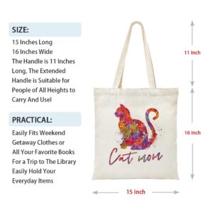 ZHANTUONE Gift for Cat Mom，Cat Lover Gifts，Perfect Gift for Any Cat Lover ，Cat Mom Gifts for Women，Watercolor cat themed gift ，Crazy Cat Lady Gift，Funny Cat Mom Canvas Tote Bag