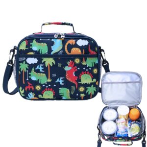 lunch bag for kids, thermal lunch box kids boys girls, dinosaur lunch box cooler bag portable lunch organizer for school picnic work hiking beach