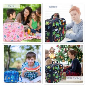 Lunch Bag for Kids, Thermal Lunch Box Kids Boys Girls, Dinosaur Lunch Box Cooler Bag Portable Lunch Organizer for School Picnic Work Hiking Beach