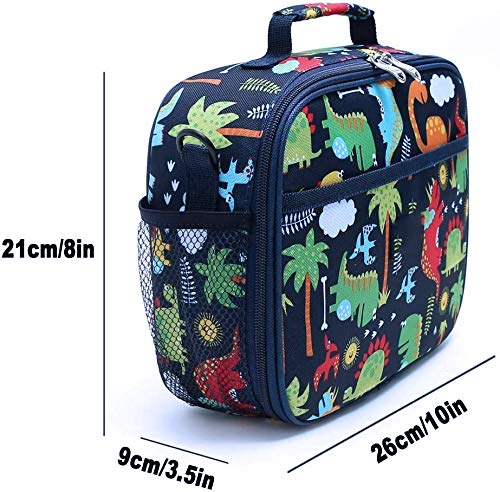 Lunch Bag for Kids, Thermal Lunch Box Kids Boys Girls, Dinosaur Lunch Box Cooler Bag Portable Lunch Organizer for School Picnic Work Hiking Beach