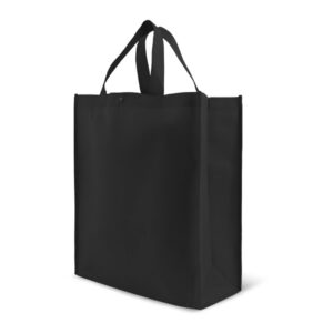 simply green solutions - reusable grocery bags, durable large tote bags, shopping bags for groceries, utility tote, reusable gift bags with handles, 14 x 16.5 x 6, pack of 10, black