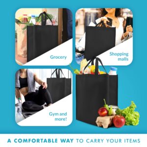 Simply Green Solutions - Reusable Grocery Bags, Durable Large Tote Bags, Shopping Bags for Groceries, Utility Tote, Reusable Gift Bags With Handles, 14 x 16.5 x 6, Pack of 10, Black