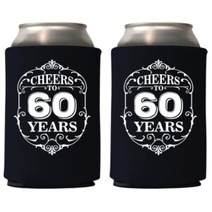 Veracco Cheers To 60 Years 60th Birthday Gift Sixty and Fabulous Party Favors Decorations Can Coolie Holder (Black, 12)