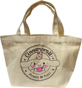 eitai t029 sanrio cinnamoroll cute mini tote bag, shopping bag, kitchen reusable grocery bag, 12.9 in(w) × 7.4 in(l) × 5.1 in(d), white one size