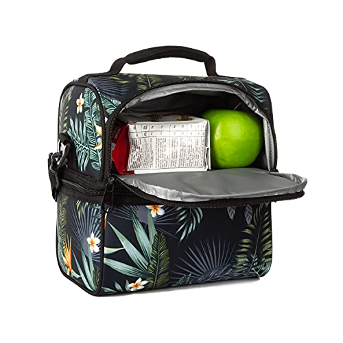 Dickies Insulated Multi-Compartment Lunch Box Reusable Beach Cooler Tote Bag (Tropical Flowers)