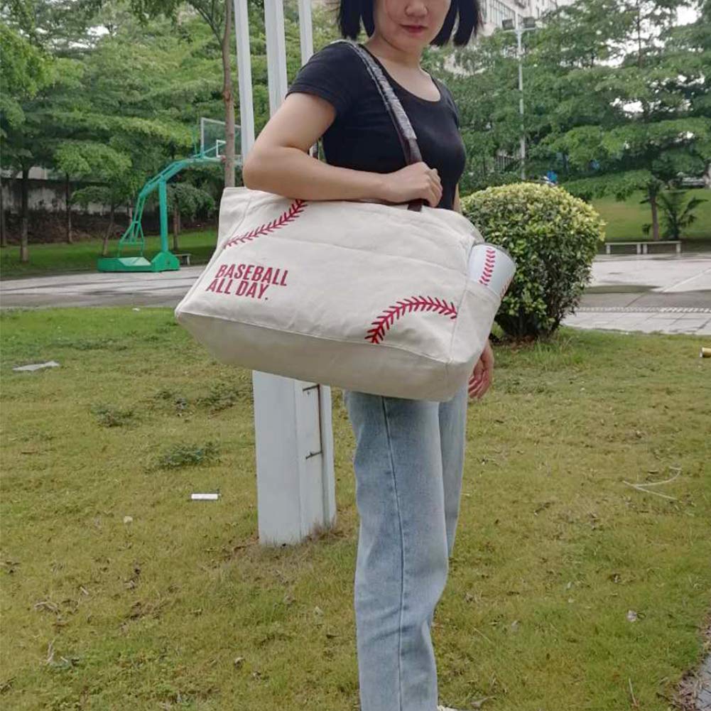 JIU HONG CHAO Baseball Mom Tote Handbag & 20OZ Tumbler Mugs Packages Baseball Embroidery Sports Mom Bag Baseball Themed Gifts for Women Baseball Coaches Lover