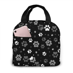 jasmoder dog paw print and star lunch bag insulated lunch box leakproof cooler cooling tote with front pocket for men women…