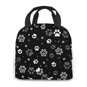 JASMODER Dog Paw Print And Star Lunch Bag Insulated Lunch Box Leakproof Cooler Cooling Tote With Front Pocket For Men Women…