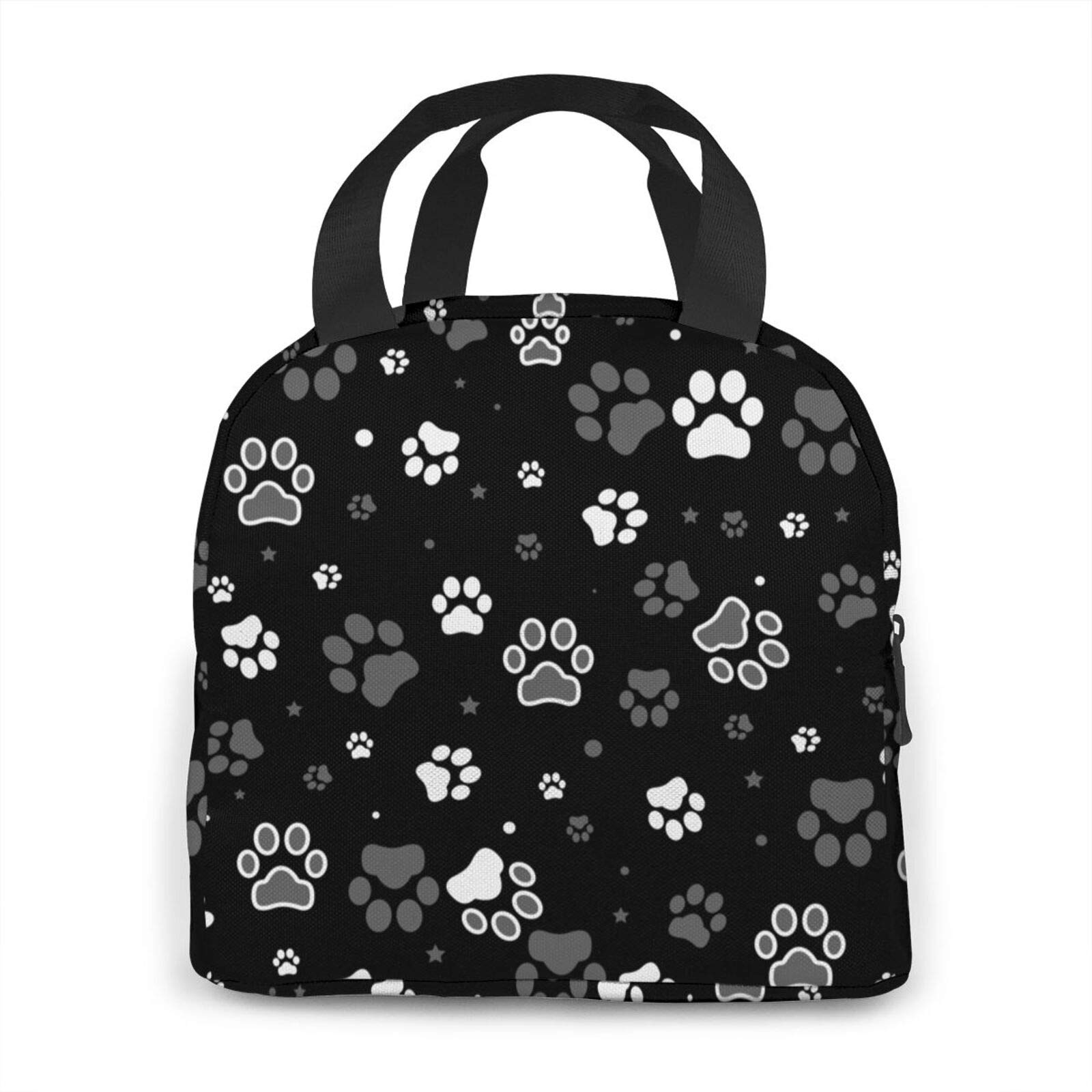 JASMODER Dog Paw Print And Star Lunch Bag Insulated Lunch Box Leakproof Cooler Cooling Tote With Front Pocket For Men Women…