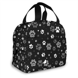 JASMODER Dog Paw Print And Star Lunch Bag Insulated Lunch Box Leakproof Cooler Cooling Tote With Front Pocket For Men Women…