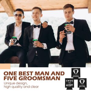 Sacubee 6 Pack Groomsmen Best Man Proposal Can Coolers Bachelor Gifts Groomsmen Gifts Funny Novelty Neoprene Hugger Can Sleeve Favors for Bachelor Party for Wedding Party Beer Holder