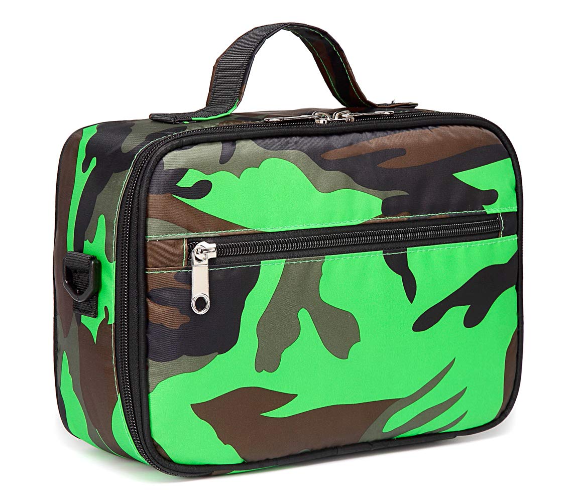 BLUEFAIRY Kids Insulated Lunch Box for Boys Lunch Bag Lunch Box Carrier for Boys for Elementary School Kindergarten (Camo Green)