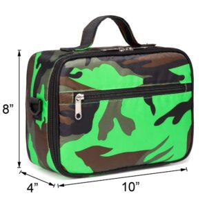 BLUEFAIRY Kids Insulated Lunch Box for Boys Lunch Bag Lunch Box Carrier for Boys for Elementary School Kindergarten (Camo Green)
