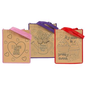 fun express color your own large mother’s day tote bags - 12 pieces