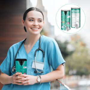 Didaey 4 Pcs Nurse Gifts Include 2 Pcs 16 oz Nurse Tumblers Nurse Nutrition Facts 4 in 1 Tumbler Can Cooler Cup Stainless Steel Insulated Nursing Mug and 2 Pcs Nurse Appreciation Keychain for Nurses