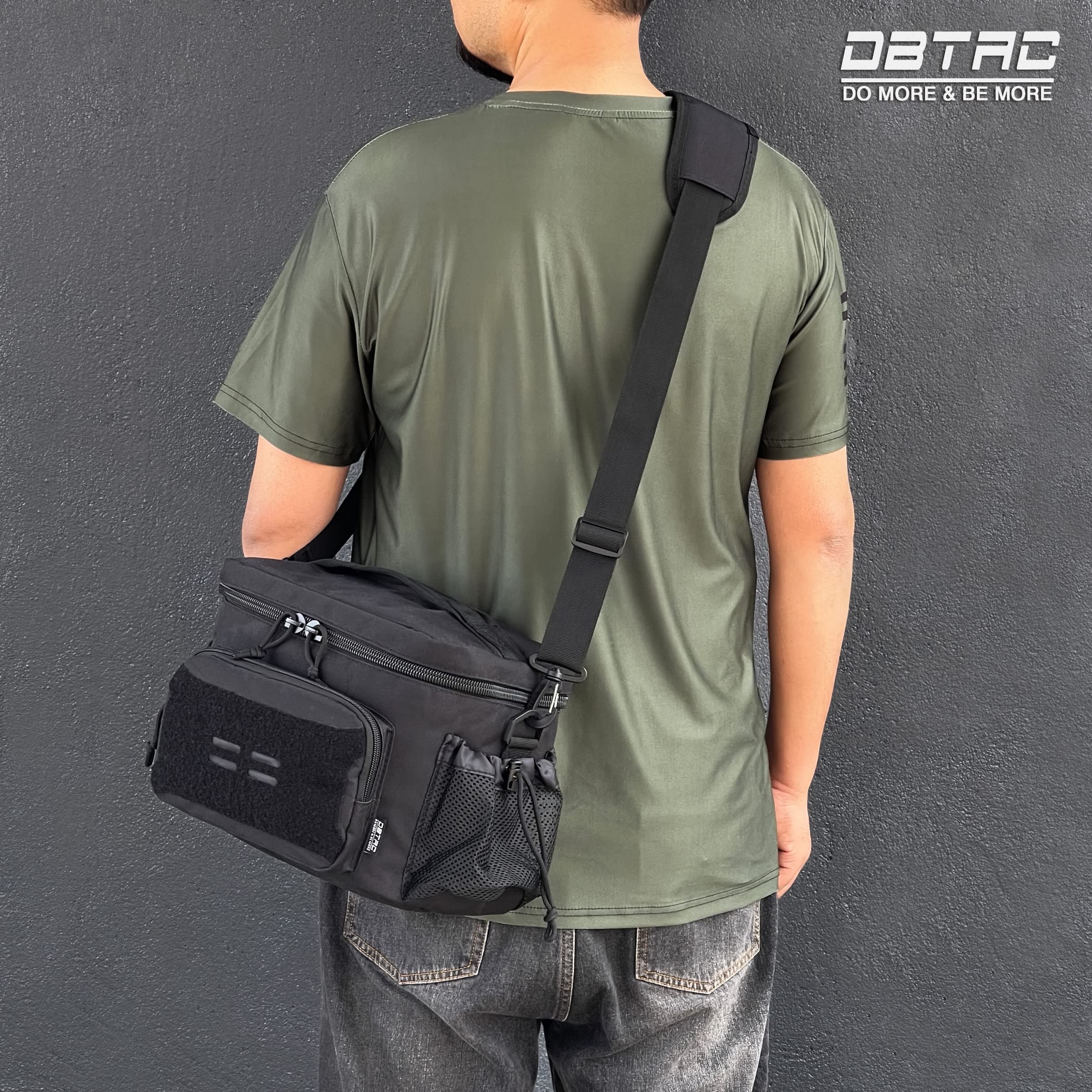 DBTAC Tactical Lunch Box, Large Insulated Lunch Bag Fits 12-Cans w/Water Bottle Pocket | Leakproof Lunch Cooler Tote for EDC Work Travel | Soft & Collapsible Easy-Clean Liner x2, Black