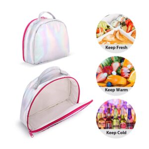 Eoncore Insulated Lunch Bag Bento Box Reversible Sequin lunch bags Rainbow Lunch Tote Bag Makeup Bag Snack Bags for Girls Women Kids