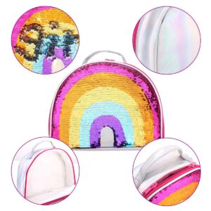 Eoncore Insulated Lunch Bag Bento Box Reversible Sequin lunch bags Rainbow Lunch Tote Bag Makeup Bag Snack Bags for Girls Women Kids