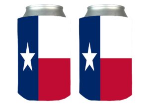 texas flag collapsible beer can bottle beverage cooler sleeves 2 pack gift set