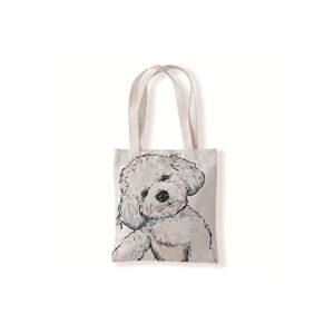 cute canvas tote bag for women with dog design, reusable book tote for teachers school leisure, funny dog bag for shopping grocery, birthday valentines day gift