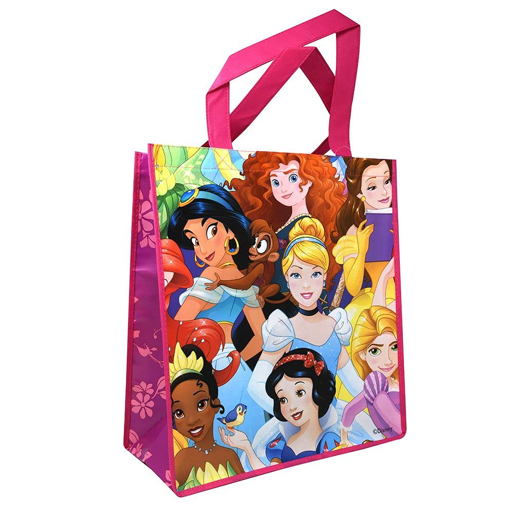 Disney Princess Tote Bag Set for Kids, Adults - 4 Pc Large Princess Reusable Grocery Bags with Disney Sofia the First Stickers (Princess Party Supplies)