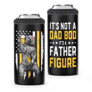 couple fox father's day funny gifts - beer gift for men from wife - dad bod beer can cooler - skinny can coozie for 12oz cans - great gift for dad on birthday, christmas