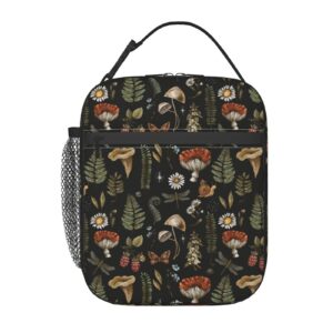supluchom lunch box vintage mushroom leaf forest insulated bag reusable with side pocket for work school picnic hiking daytrip kid over 3 years old