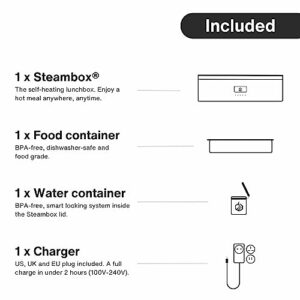 Steambox: The Self-Heating Lunchbox - Battery Powered Electric Lunch Box And Food Warmer - Leak Proof BPA Free Dishwasher Safe