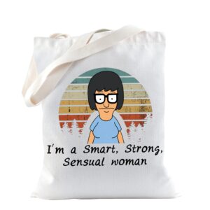 tsotmo tina belcher tote bag case burgers inspired gift for tina fans cartoon gift burger gift cartoon tv show merchandise gifts for women (smart tote)