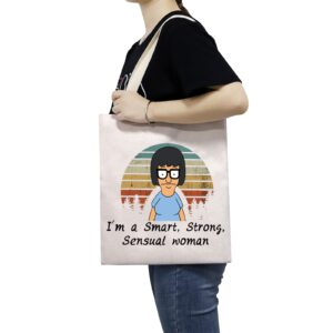 TSOTMO Tina Belcher Tote Bag Case Burgers Inspired Gift For Tina Fans Cartoon Gift Burger Gift Cartoon TV Show Merchandise Gifts For Women (Smart Tote)