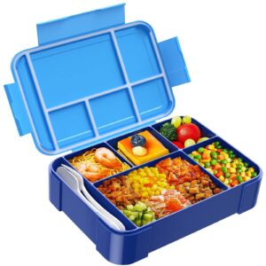 jelife bento lunch box for kids - 1450ml leakproof kids bento box 6 compartments toddler lunch boxes with silverware for back to school, reusable lunchbox snack container for daycare