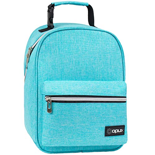 OPUX Insulated Lunch Box for Girls Boys, Leakproof Lunch Bag for Kids Teens, Reusable Lunch Pail Cooler Tote for Work Women Men Adults, Back to School Gift, Backpack Shape Lunchbox, Teal Blue