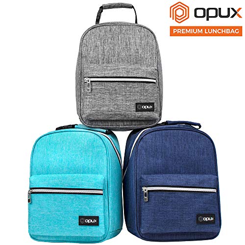 OPUX Insulated Lunch Box for Girls Boys, Leakproof Lunch Bag for Kids Teens, Reusable Lunch Pail Cooler Tote for Work Women Men Adults, Back to School Gift, Backpack Shape Lunchbox, Teal Blue