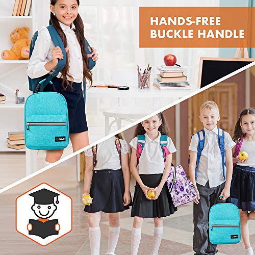 OPUX Insulated Lunch Box for Girls Boys, Leakproof Lunch Bag for Kids Teens, Reusable Lunch Pail Cooler Tote for Work Women Men Adults, Back to School Gift, Backpack Shape Lunchbox, Teal Blue