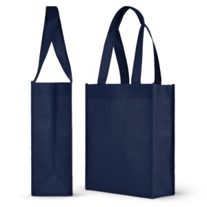 simply green solutions - plain tote bag, thick reusable gift bag with 16-inch handles, use as goodie bags, party favor bags, or halloween tote bag, blue navy, pack of 25