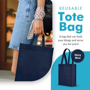 Simply Green Solutions - Plain Tote Bag, Thick Reusable Gift Bag with 16-Inch Handles, Use As Goodie Bags, Party Favor Bags, or Halloween Tote Bag, Blue Navy, Pack of 25